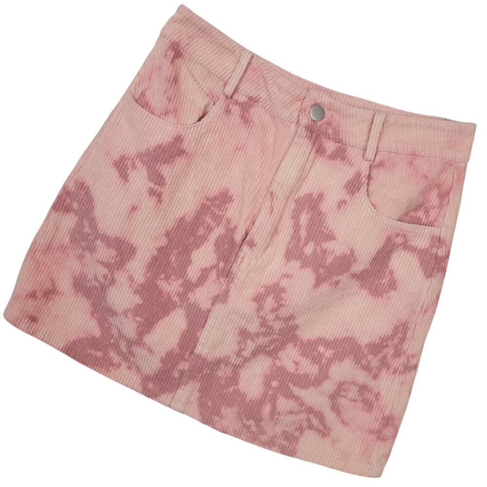Le Lis Collection Women's Mini Skirt Small Pink Corduroy Tie Dye Grunge Y2K 90's